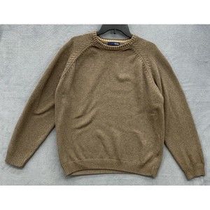 Basic Editions Pullover Sweaters Mens Size Large Brown Crew Neck 100% Cotton
